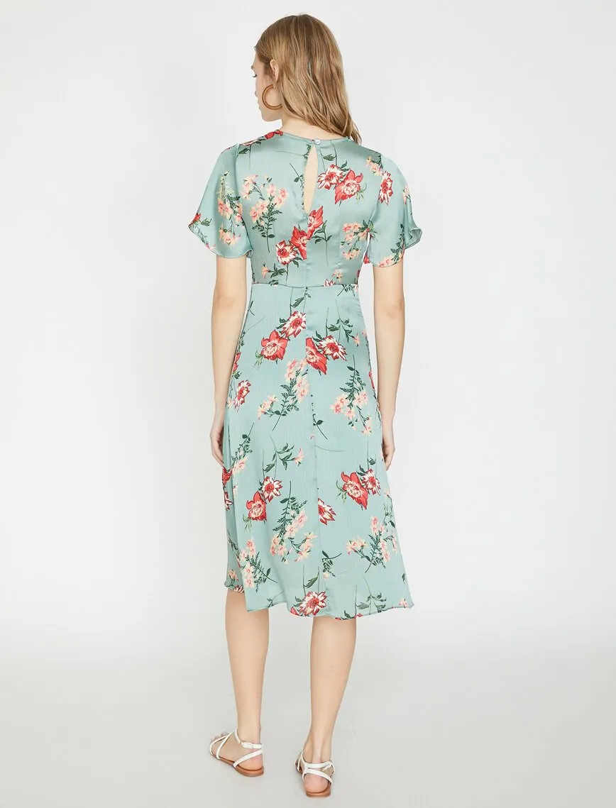 15106 Green Floral Dress