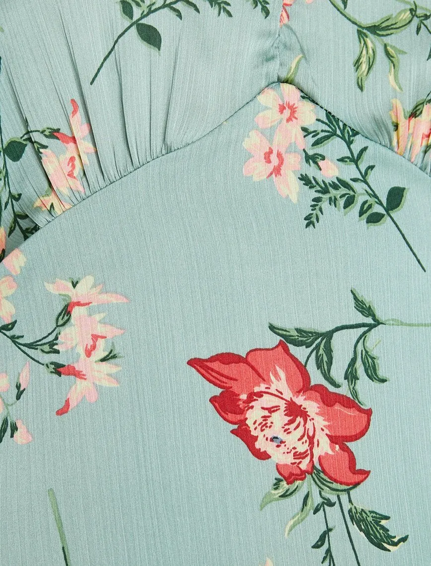 15106 Green Floral Dress