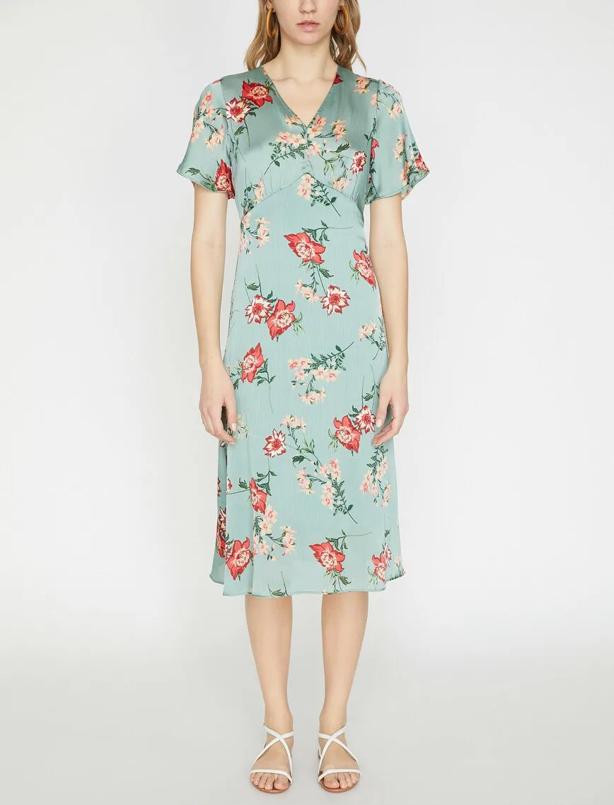 15106 Green Floral Dress