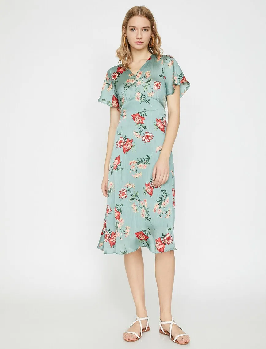 15106 Green Floral Dress