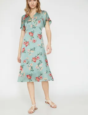 15106 Green Floral Dress