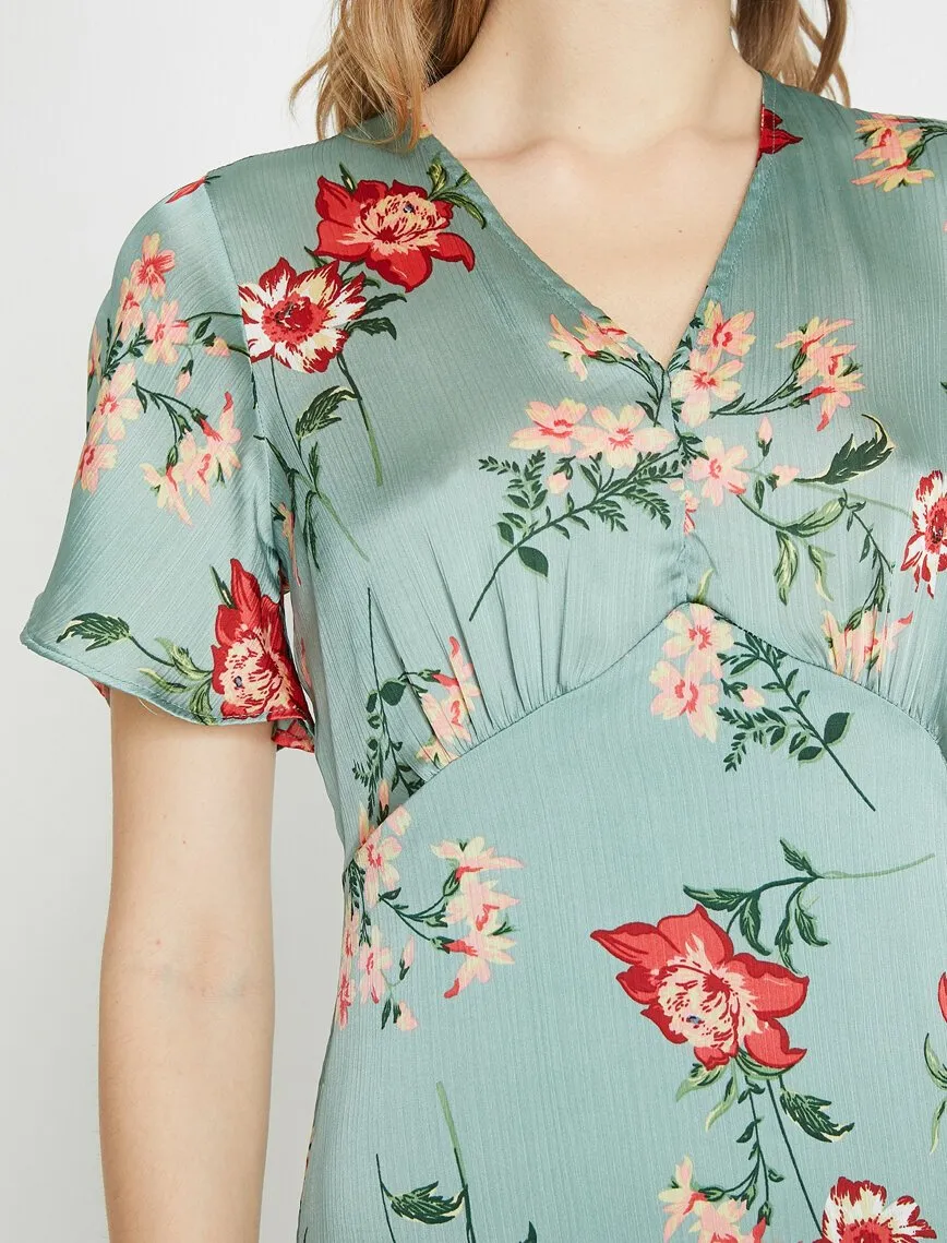 15106 Green Floral Dress