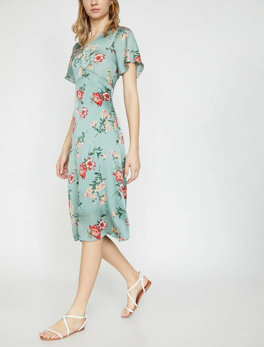 15106 Green Floral Dress