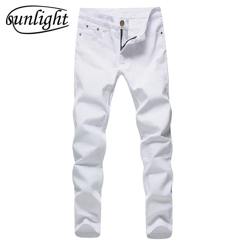 2018 Men Stretch Jeans Fashion white Denim Trousers For Male Spring And Autumn Retro Pants Casual Men's Jeans