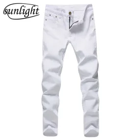 2018 Men Stretch Jeans Fashion white Denim Trousers For Male Spring And Autumn Retro Pants Casual Men's Jeans