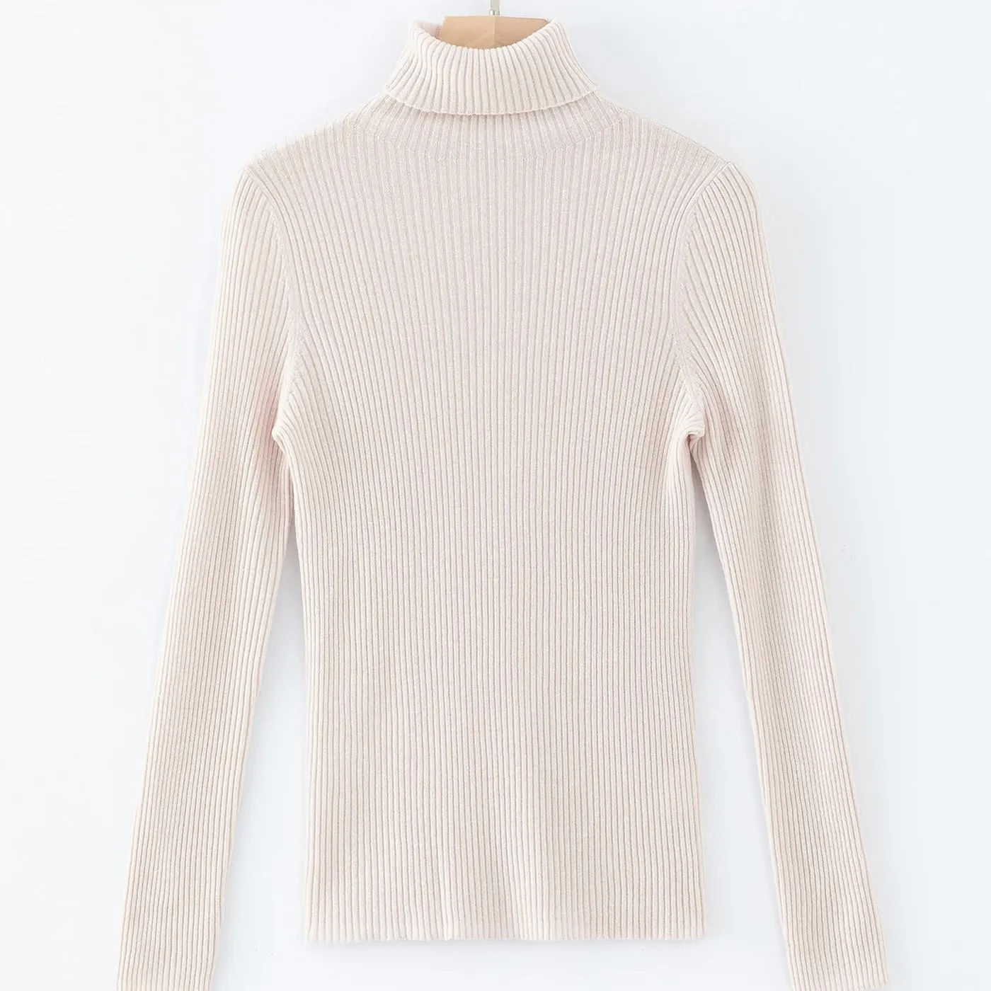 ALEGER No 32 Skinny Rib Polo Cashmere Blend - LIGHT SHELL