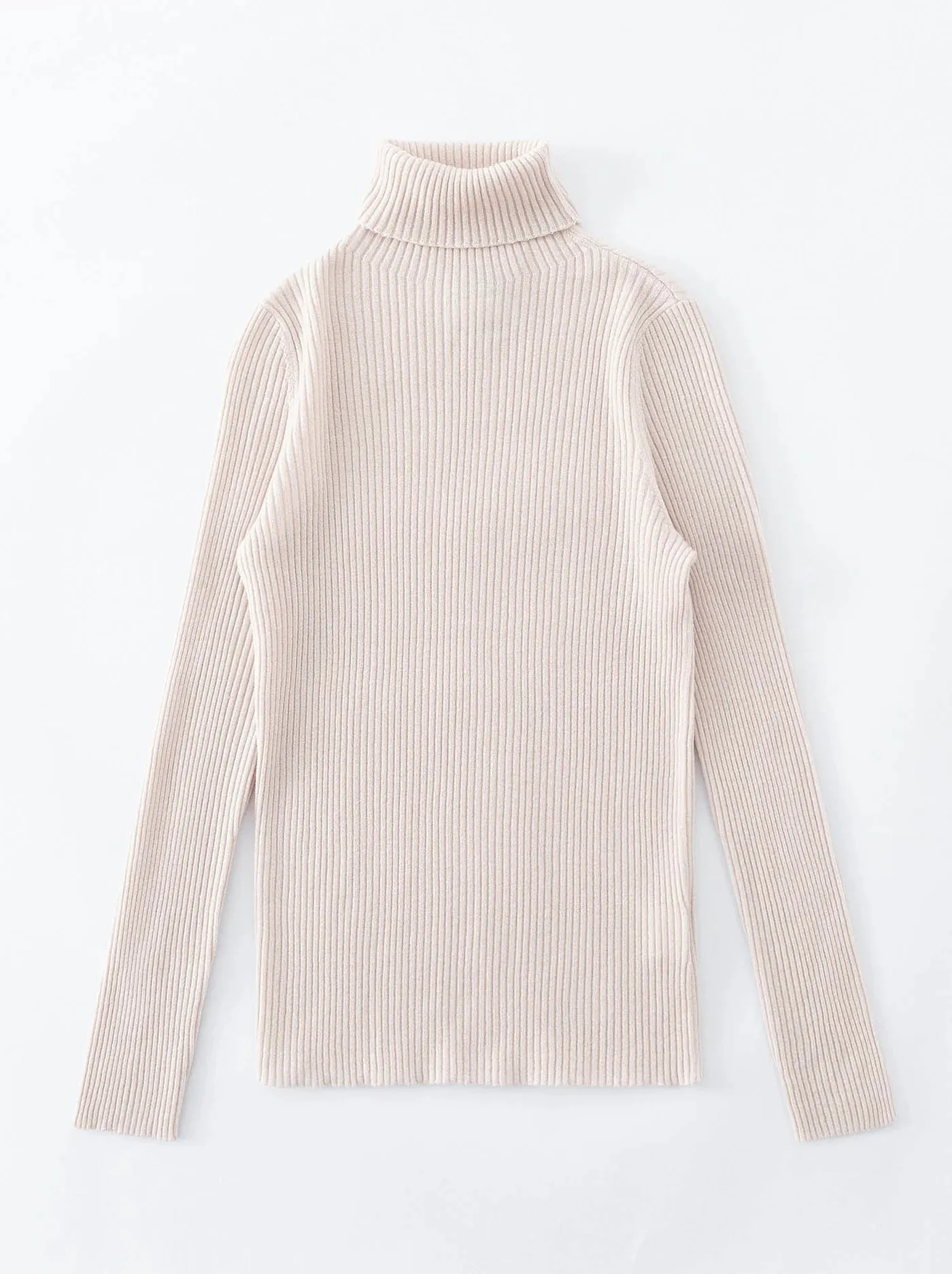 ALEGER No 32 Skinny Rib Polo Cashmere Blend - LIGHT SHELL