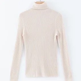 ALEGER No 32 Skinny Rib Polo Cashmere Blend - LIGHT SHELL