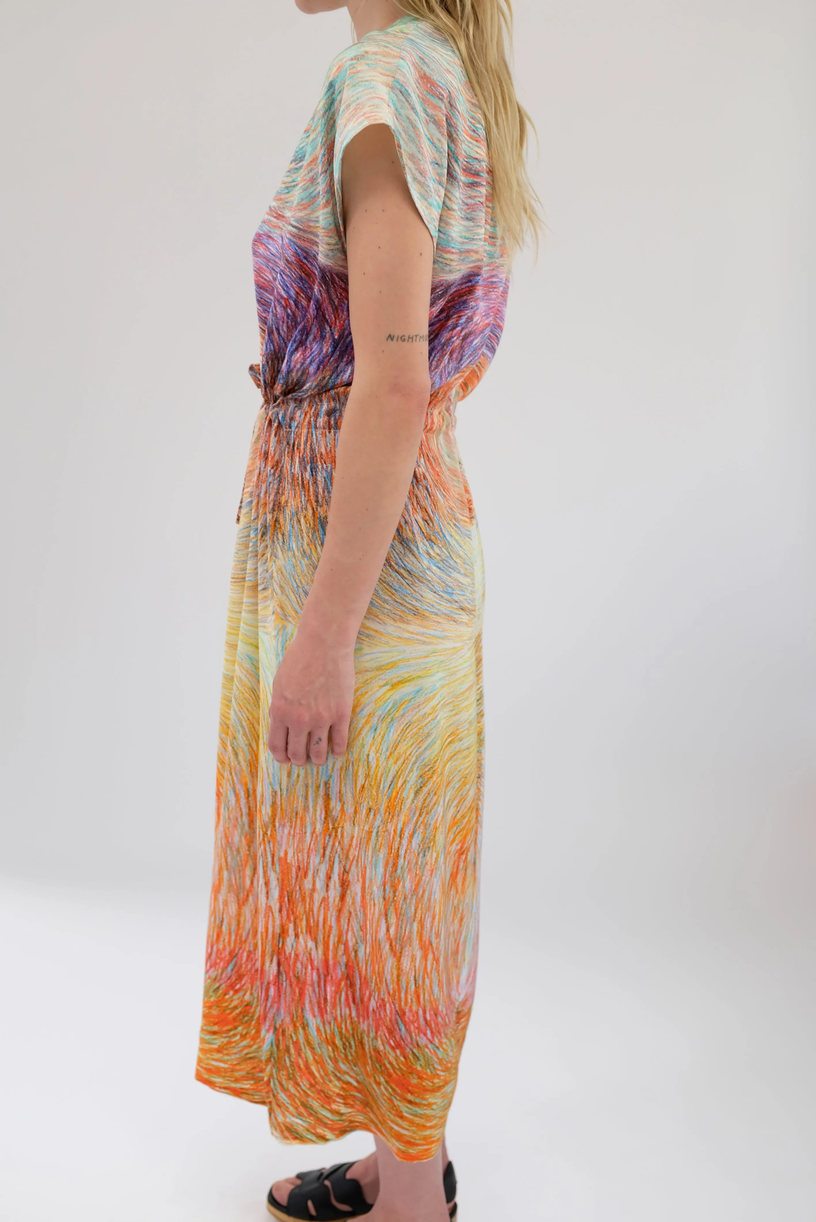 Anntian Silk Simple Dress Panel Print GLH