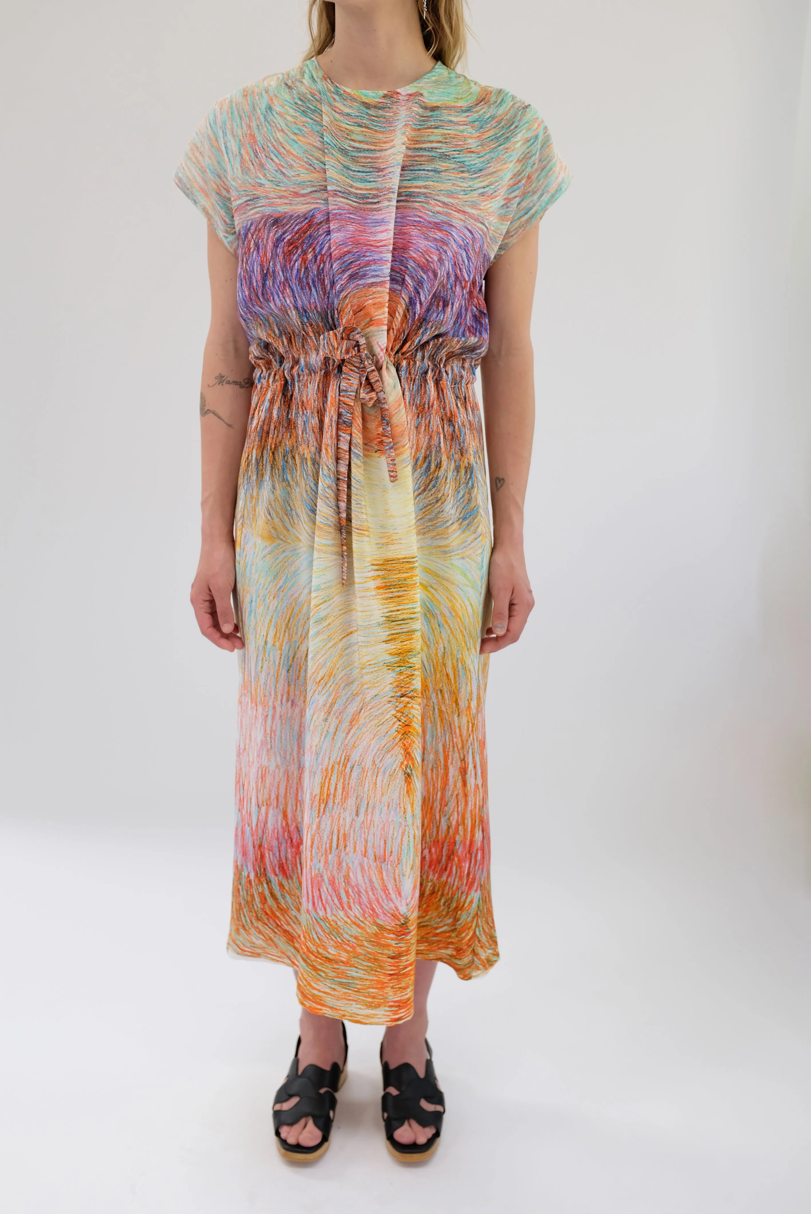 Anntian Silk Simple Dress Panel Print GLH