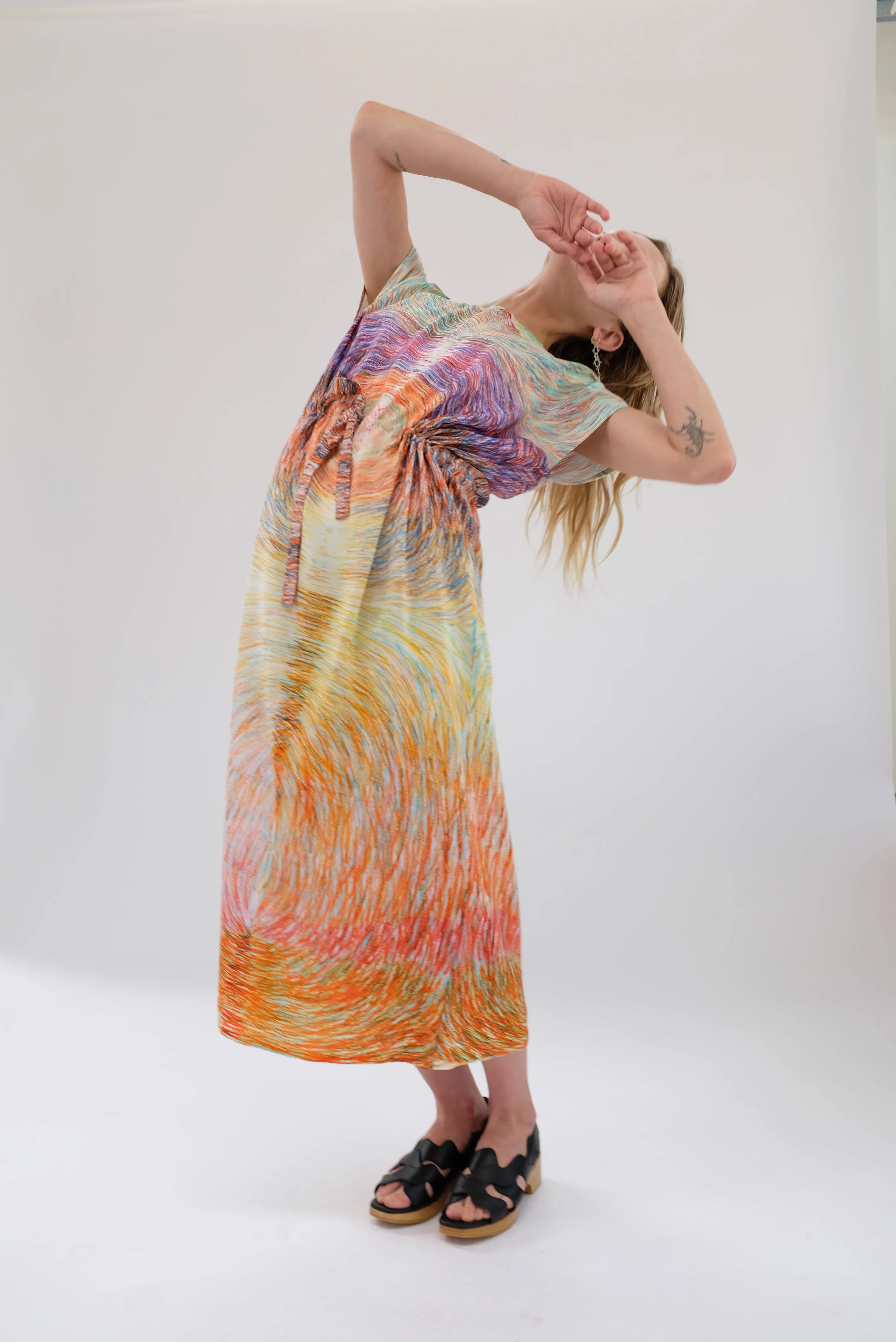 Anntian Silk Simple Dress Panel Print GLH