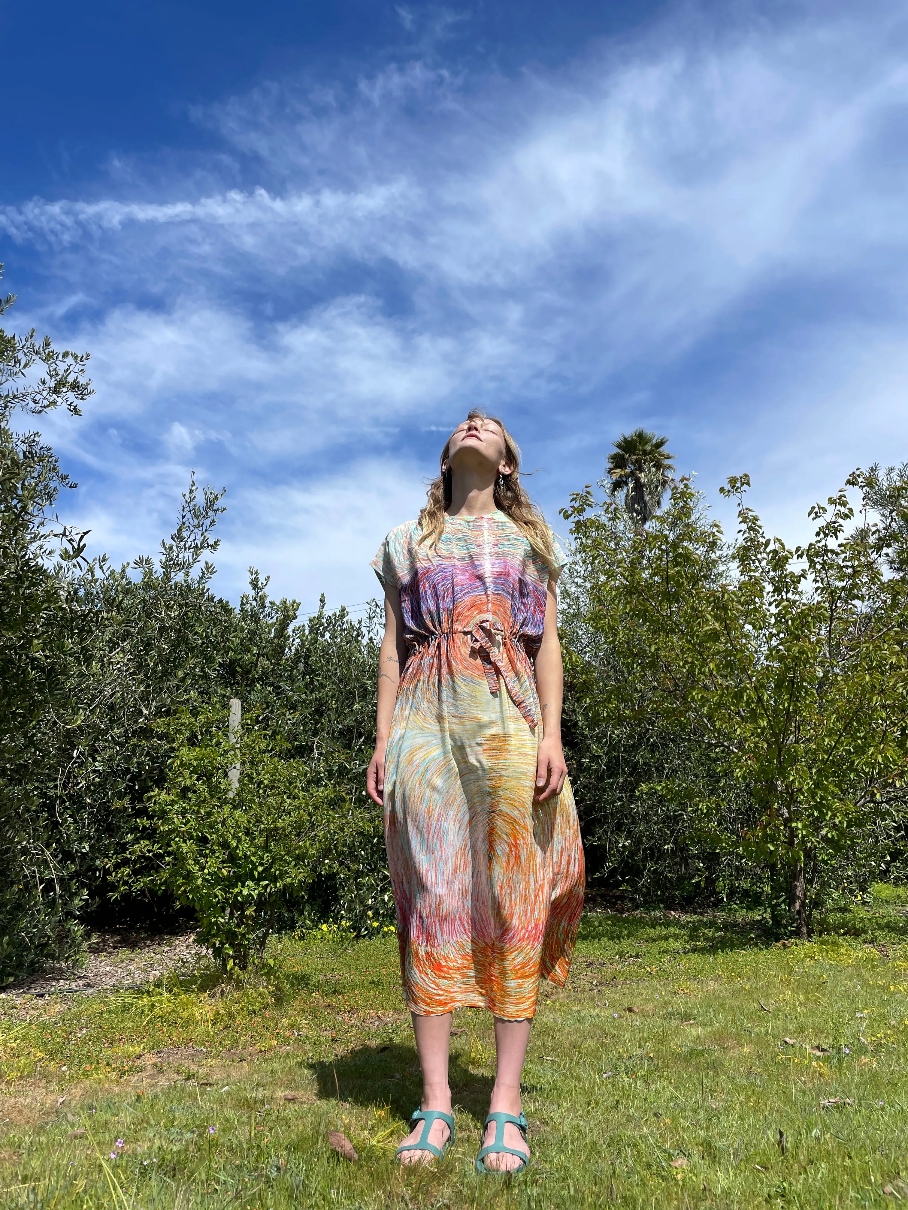 Anntian Silk Simple Dress Panel Print GLH