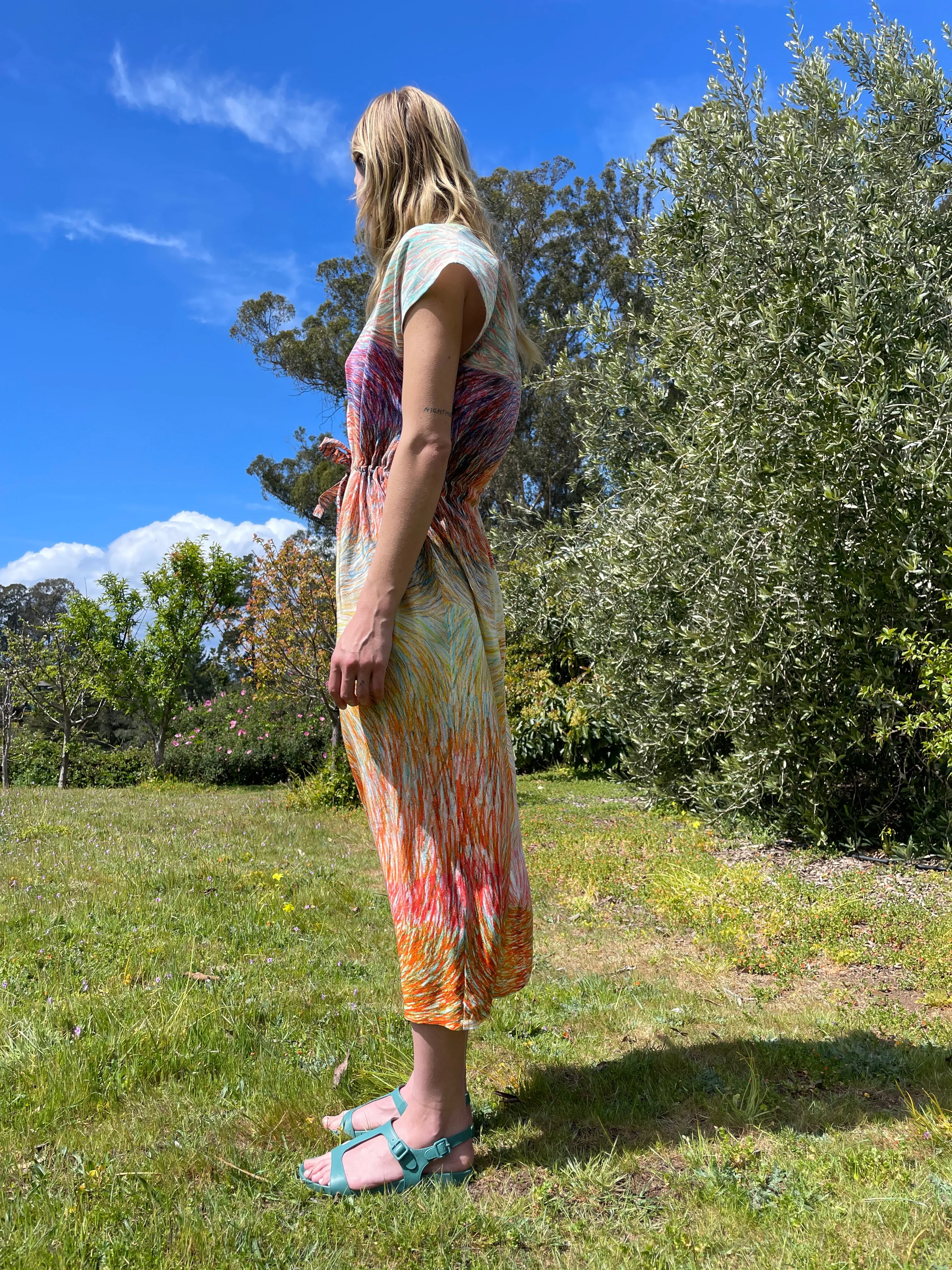 Anntian Silk Simple Dress Panel Print GLH