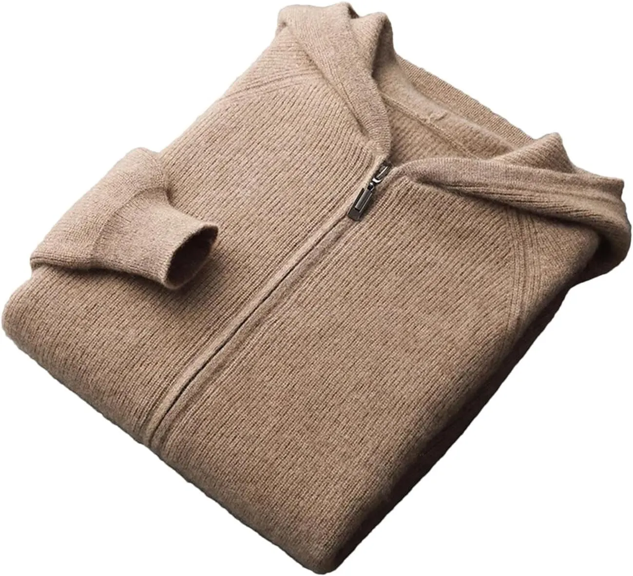Autumn Winter Zipper Knit Jacket Men's Cashmere Hooded Cardigan Thick Casual Warm Sweater Coat Shirt
