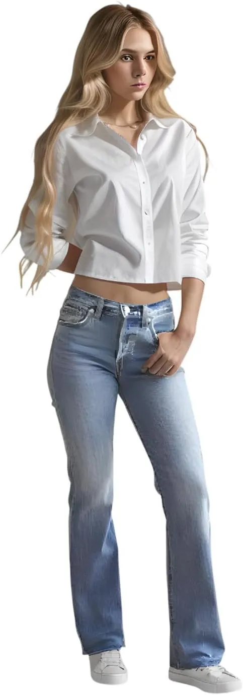 Bell Bottom Jeans Women High Waist Flare Jeans Casual Stretch Denim Pants Trendy Wide Leg Jeans Bootcut Denim Trouser