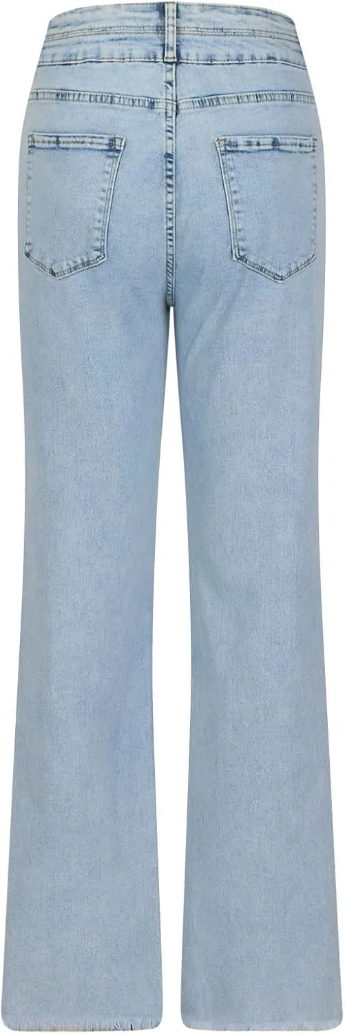 Bell Bottom Jeans Women High Waist Flare Jeans Casual Stretch Denim Pants Trendy Wide Leg Jeans Bootcut Denim Trouser