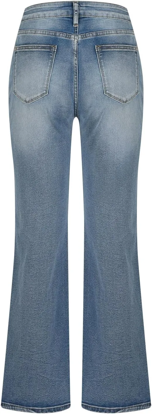 Bell Bottom Jeans Women High Waist Flare Jeans Casual Stretch Denim Pants Trendy Wide Leg Jeans Bootcut Denim Trouser
