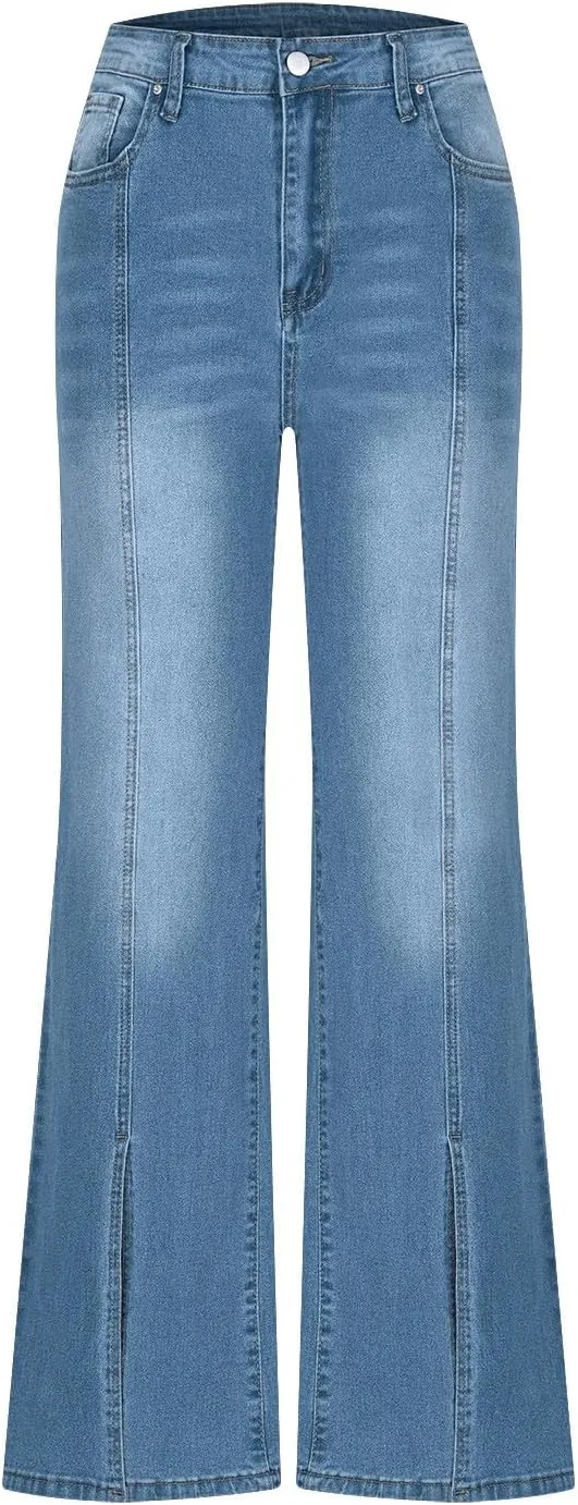 Bell Bottom Jeans Women High Waist Flare Jeans Casual Stretch Denim Pants Trendy Wide Leg Jeans Bootcut Denim Trouser