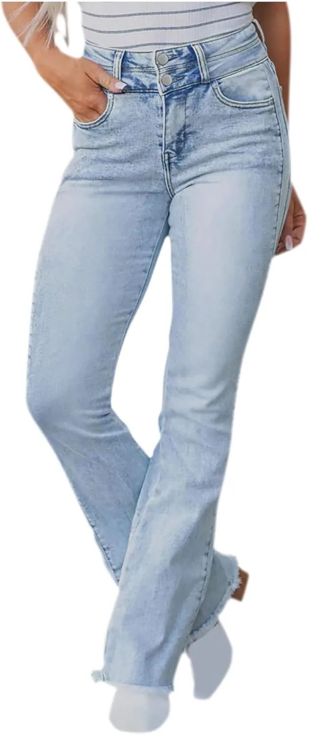 Bell Bottom Jeans Women High Waist Flare Jeans Casual Stretch Denim Pants Trendy Wide Leg Jeans Bootcut Denim Trouser