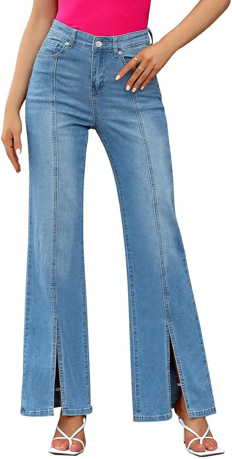 Bell Bottom Jeans Women High Waist Flare Jeans Casual Stretch Denim Pants Trendy Wide Leg Jeans Bootcut Denim Trouser
