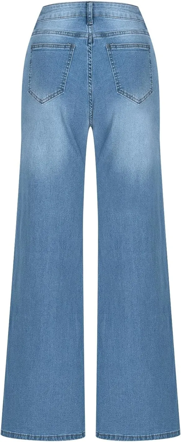 Bell Bottom Jeans Women High Waist Flare Jeans Casual Stretch Denim Pants Trendy Wide Leg Jeans Bootcut Denim Trouser