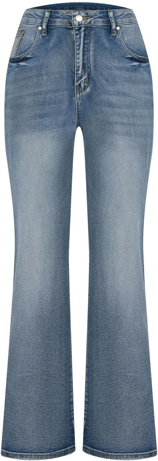 Bell Bottom Jeans Women High Waist Flare Jeans Casual Stretch Denim Pants Trendy Wide Leg Jeans Bootcut Denim Trouser