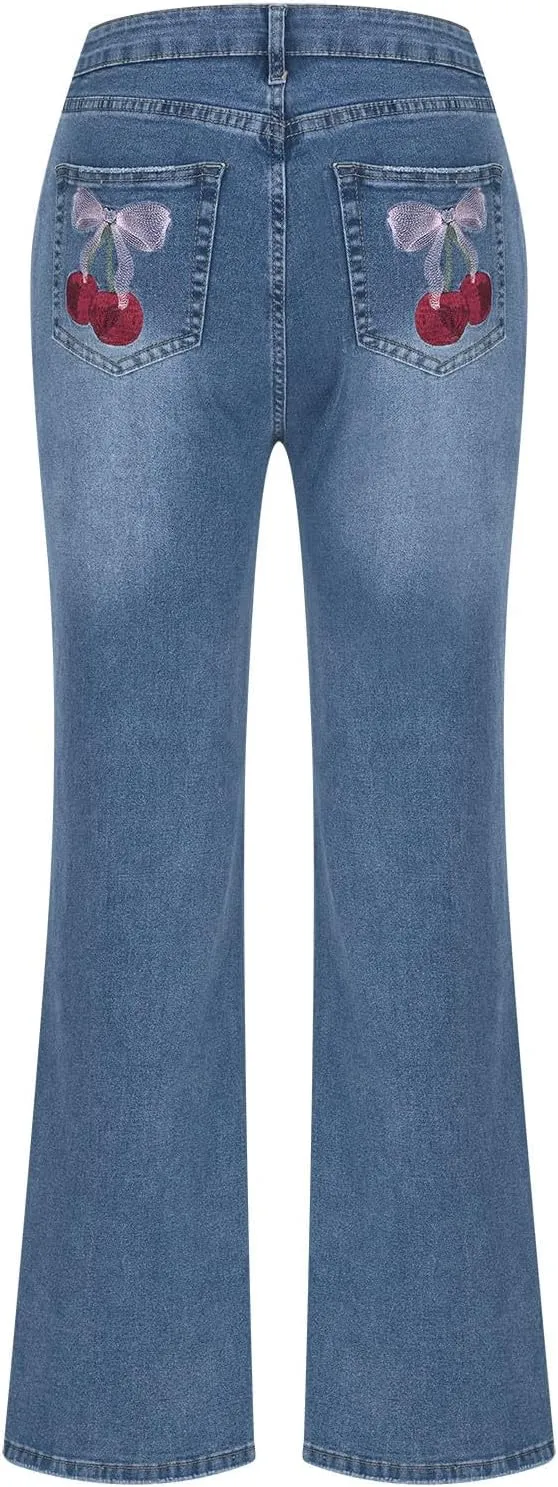 Bell Bottom Jeans Women High Waist Flare Jeans Casual Stretch Denim Pants Trendy Wide Leg Jeans Bootcut Denim Trouser