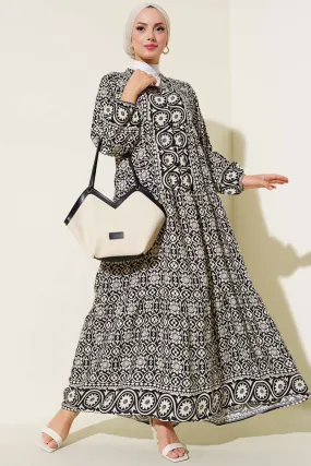 Black Flower Patterned Dress