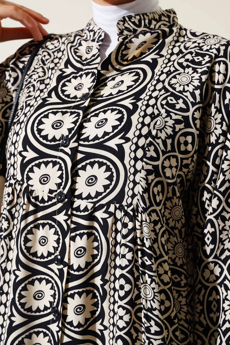 Black Flower Patterned Dress