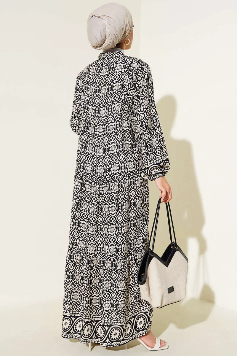 Black Flower Patterned Dress