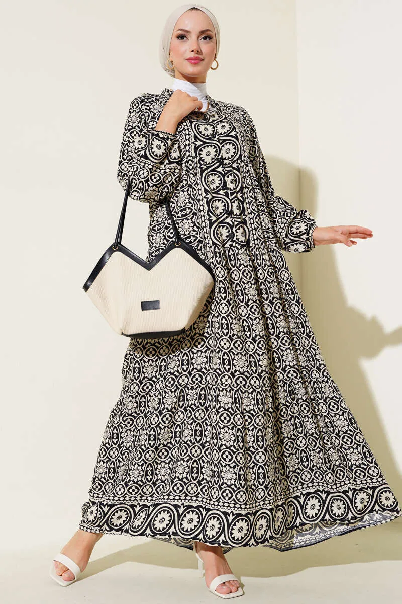 Black Flower Patterned Dress