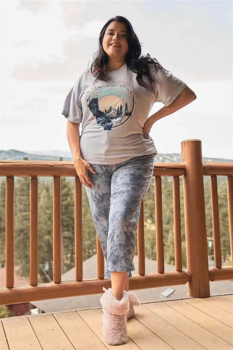 Blue Zone Planet |  Plus Navy Tie-dye High-waisted Sweatpants