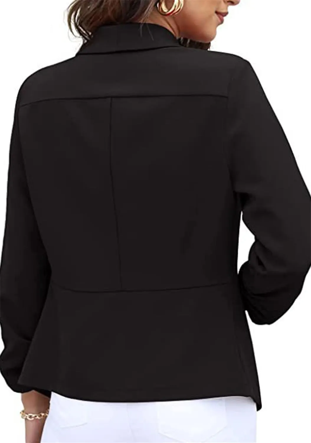 BOFETA Women's Blazer Open Front Cardigan 3/4 Sleeve Fitted Jacket Casual Office Cropped Blazer