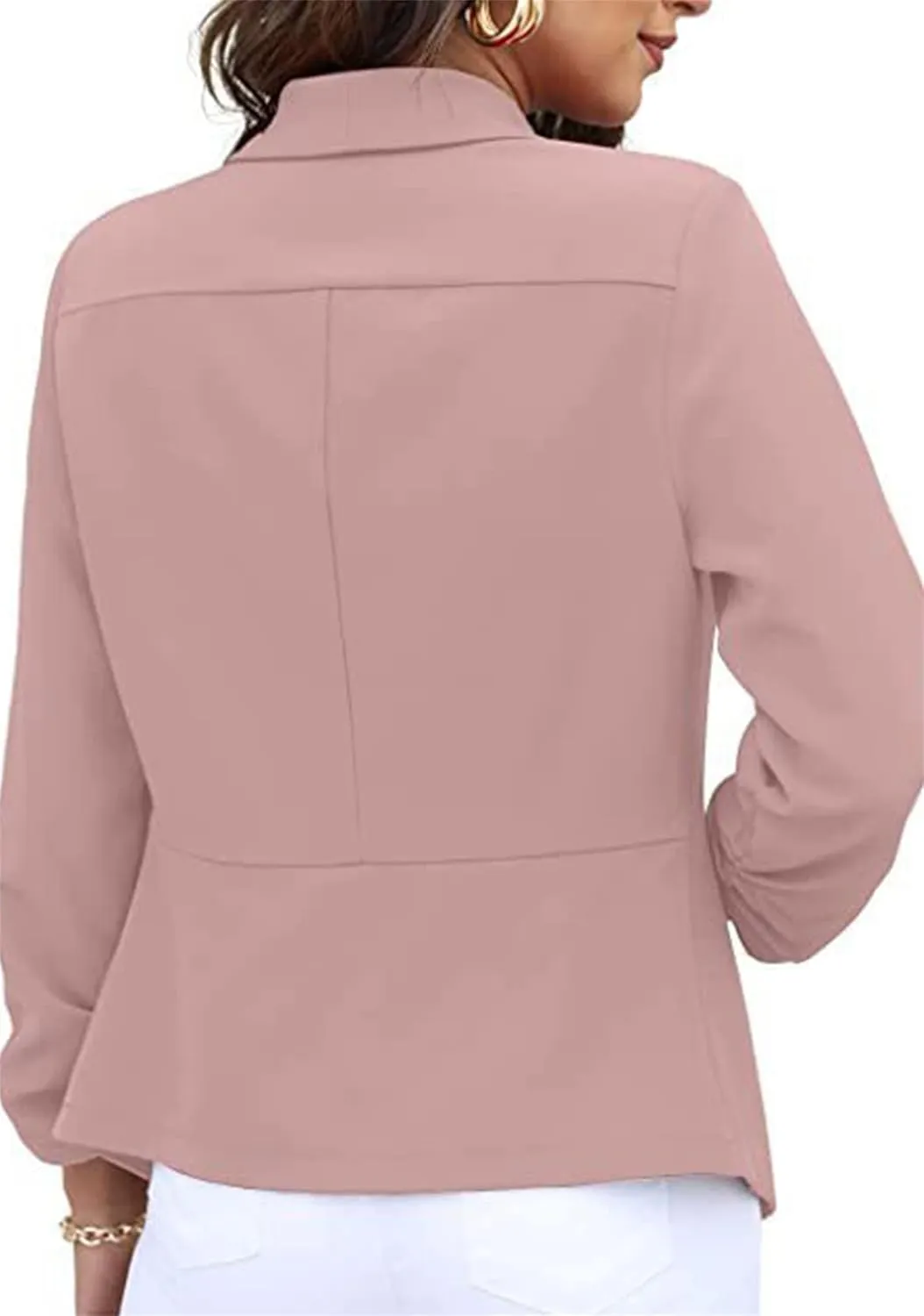 BOFETA Women's Blazer Open Front Cardigan 3/4 Sleeve Fitted Jacket Casual Office Cropped Blazer