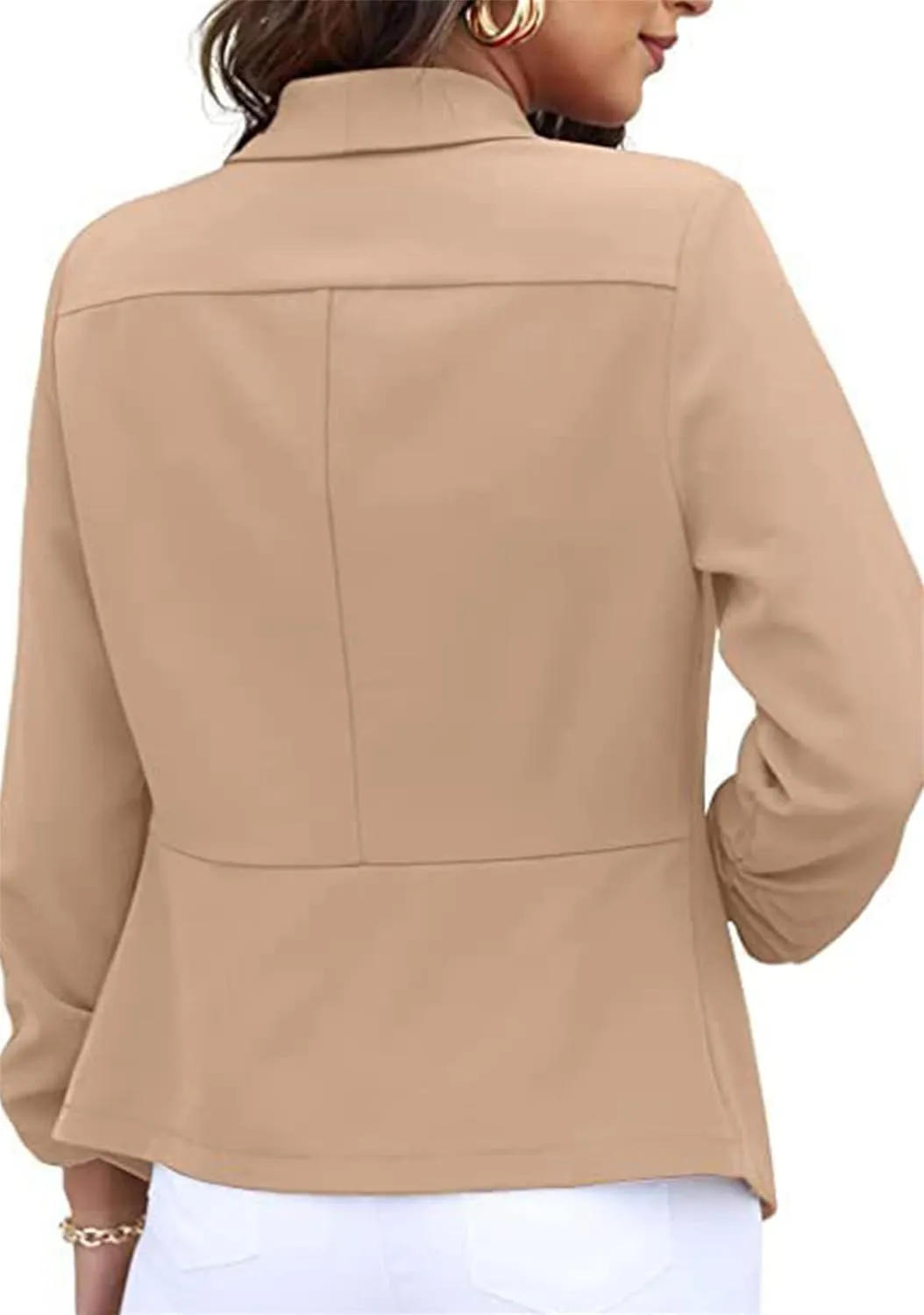 BOFETA Women's Blazer Open Front Cardigan 3/4 Sleeve Fitted Jacket Casual Office Cropped Blazer