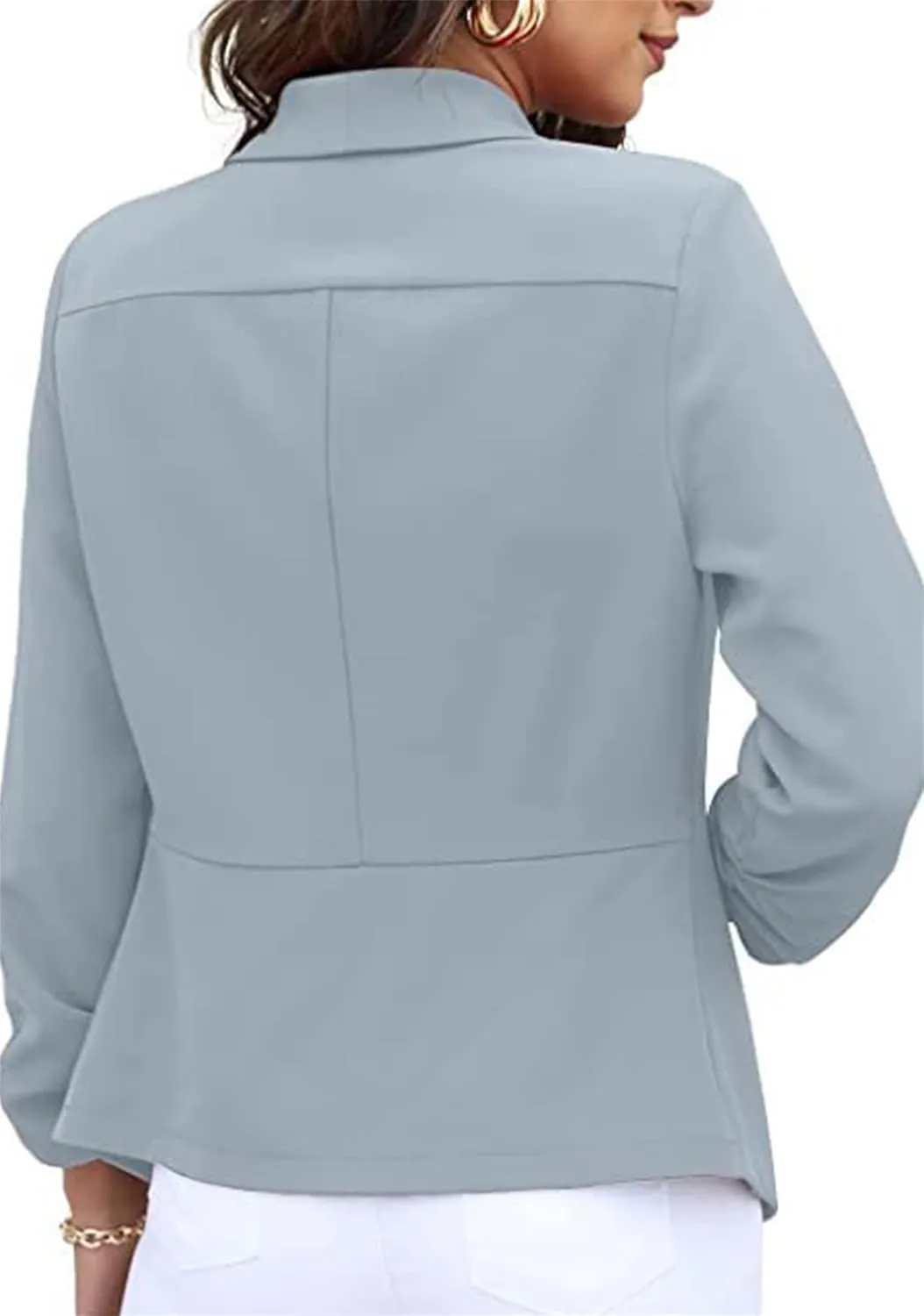 BOFETA Women's Blazer Open Front Cardigan 3/4 Sleeve Fitted Jacket Casual Office Cropped Blazer