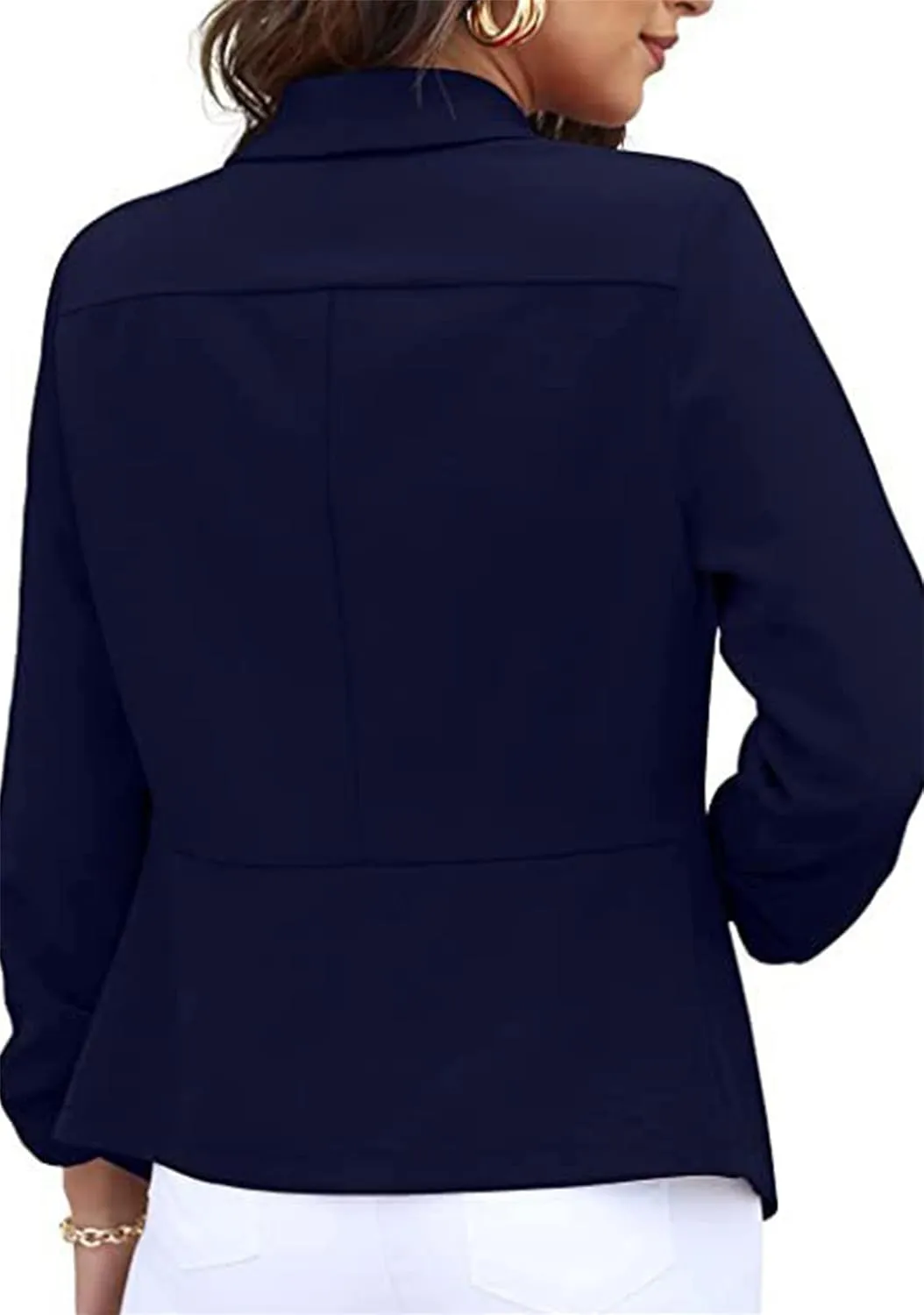 BOFETA Women's Blazer Open Front Cardigan 3/4 Sleeve Fitted Jacket Casual Office Cropped Blazer