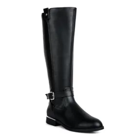Buckle Strap Embellished Calf Boots