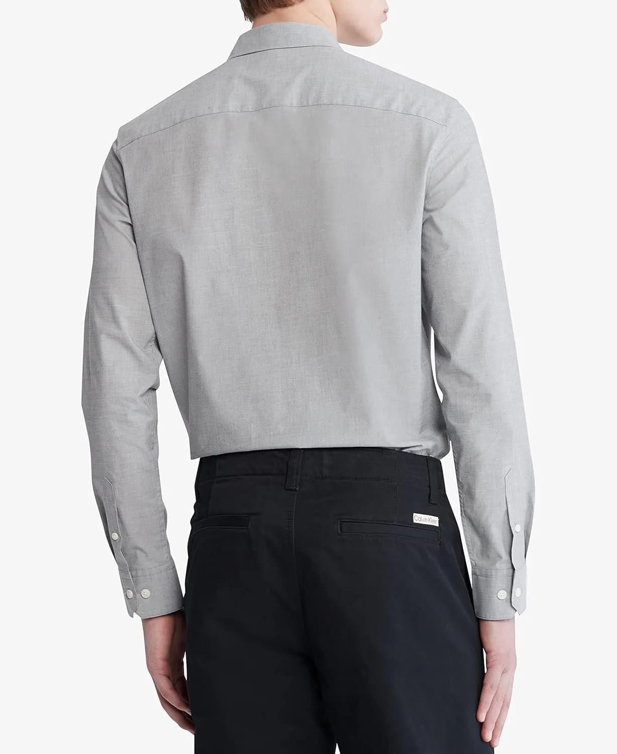 Calvin Klein Men's Stretch Cotton Monogram Logo Button Down Shirt