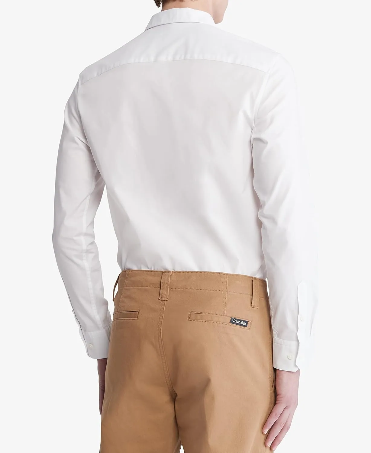Calvin Klein Men's Stretch Cotton Monogram Logo Button Down Shirt