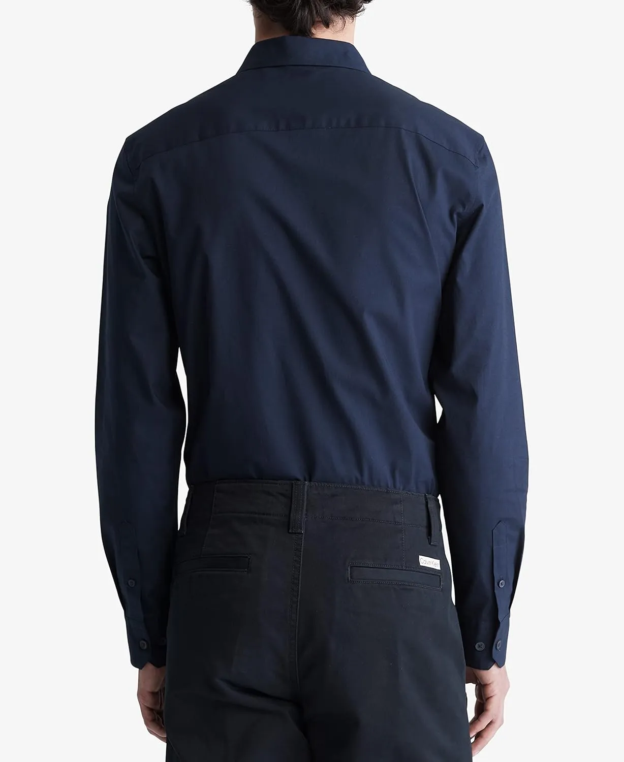 Calvin Klein Men's Stretch Cotton Monogram Logo Button Down Shirt