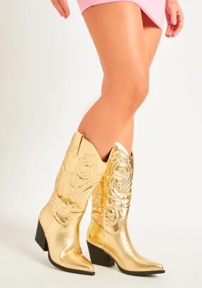 Carmella Gold Cowboy Boots