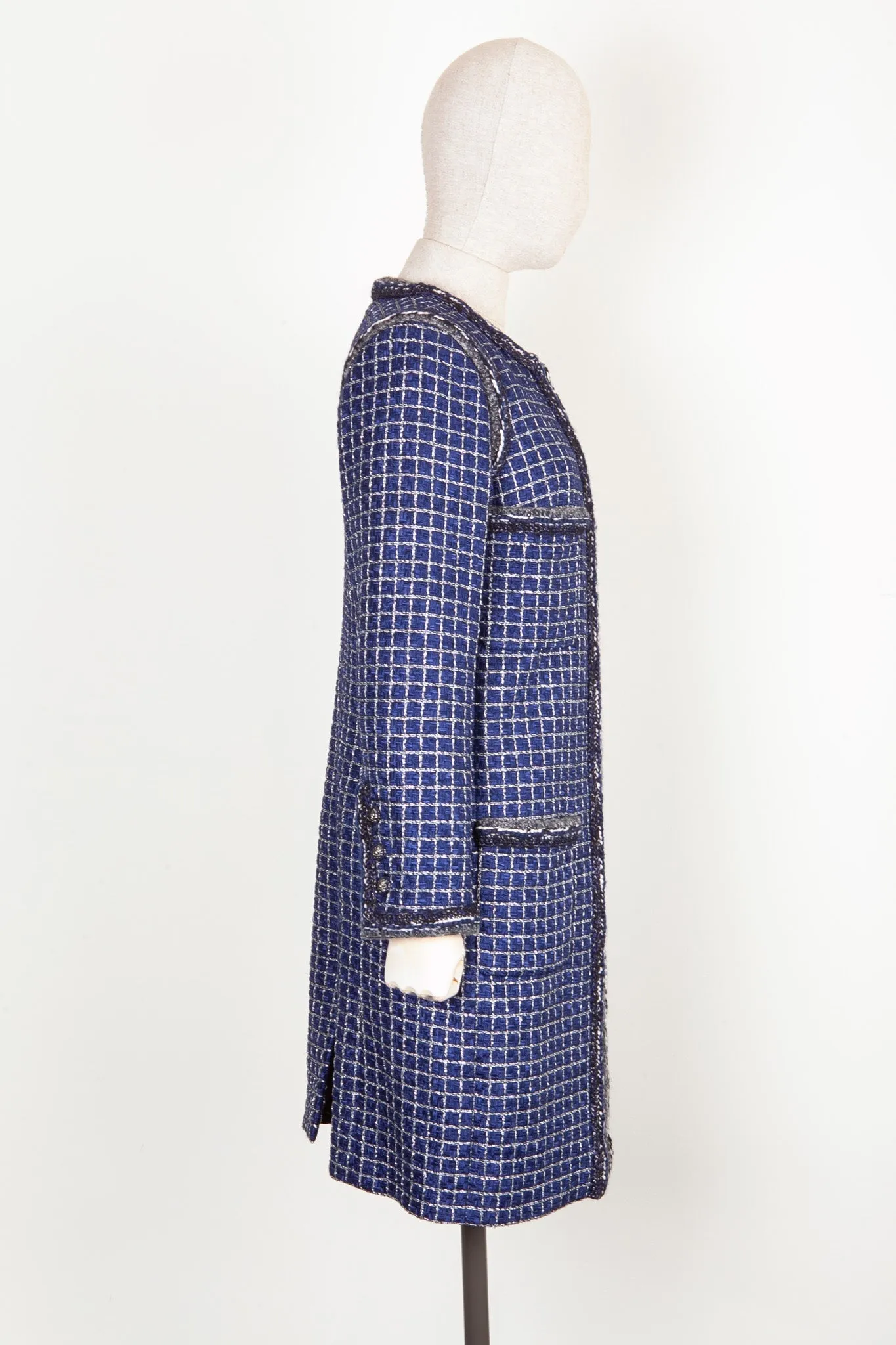 CHANEL Coat Fantasy Tweed Blue