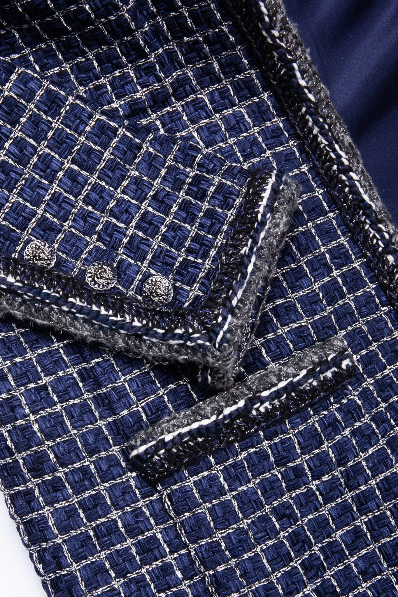 CHANEL Coat Fantasy Tweed Blue