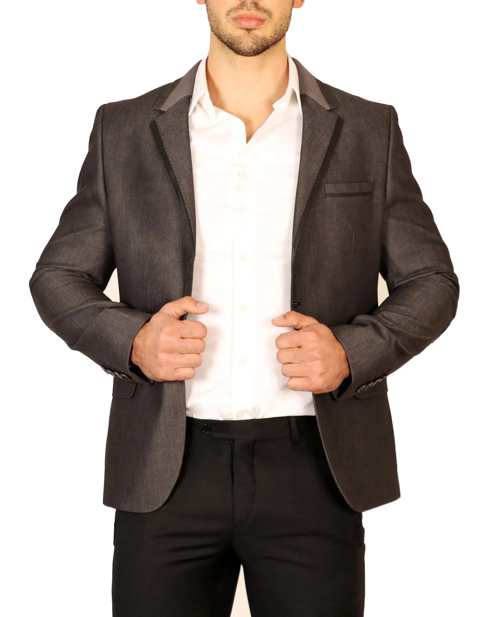 Contrast Lapel Casual Jacket