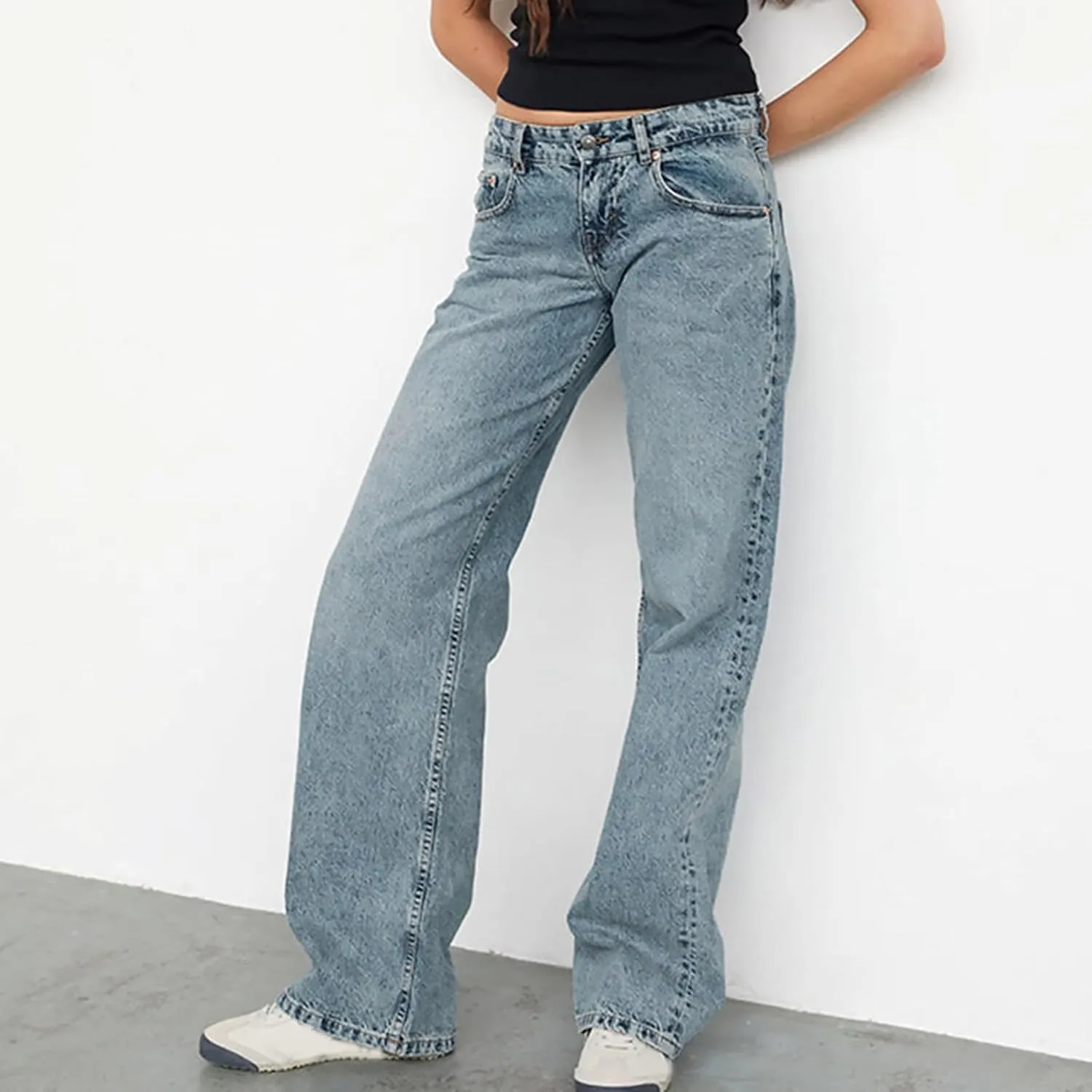 Denim Sweatpants Jeans for Women Boyfriend High Waited Baggy Wide Leg Jeans Y2k Streetwear Loose Denim Pants Pocket
