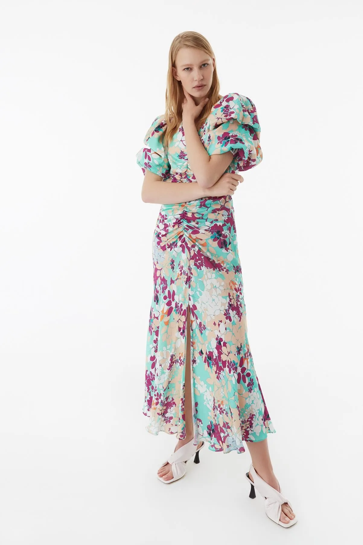 Exquise Patterned Viscose Dress With Decollar Back