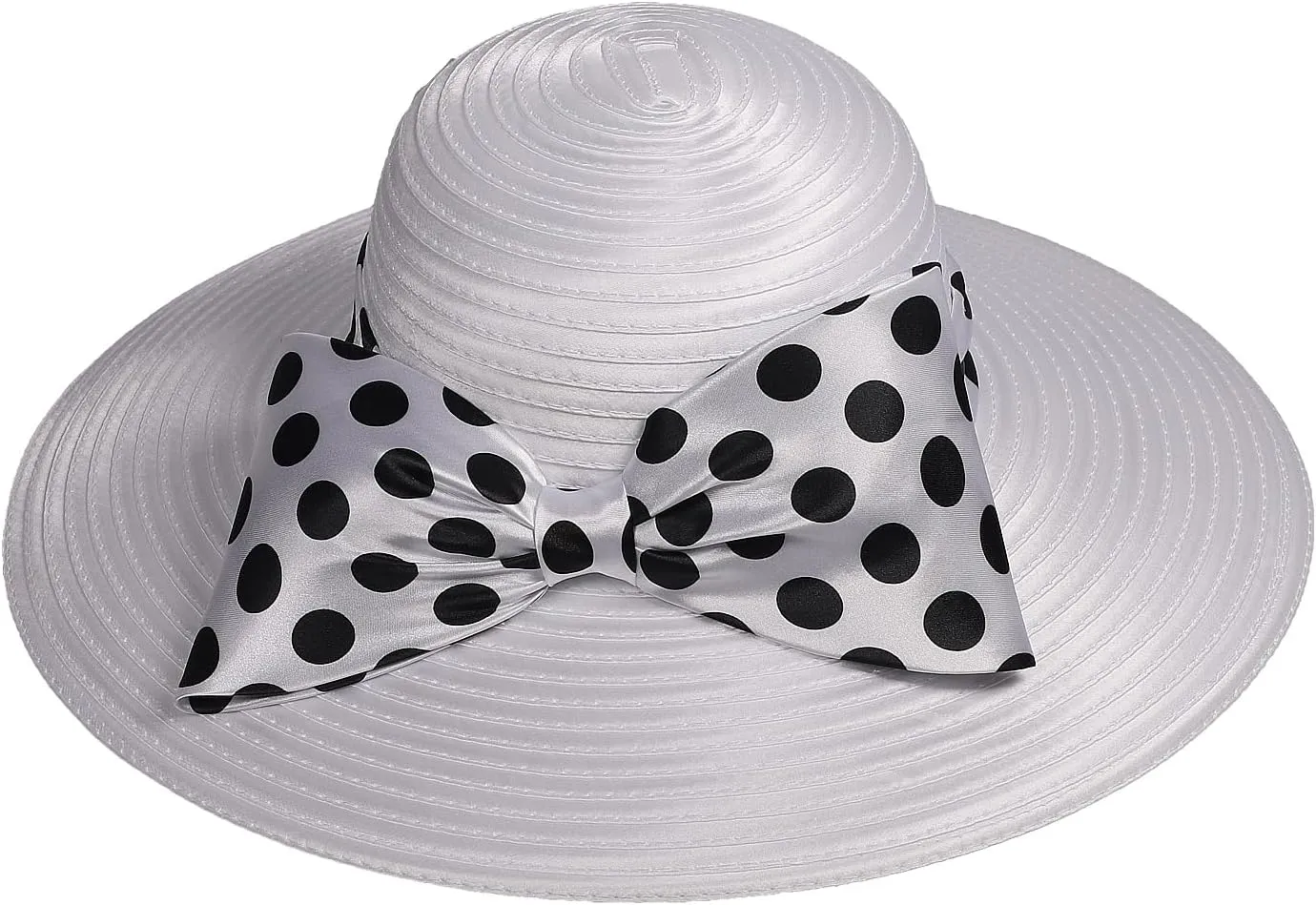 F FADVES Women's Dress Hats Wide Brimmed Hat Big Bowknot Church Hats for Women Fedora Fashionable Beach Bowler Cap