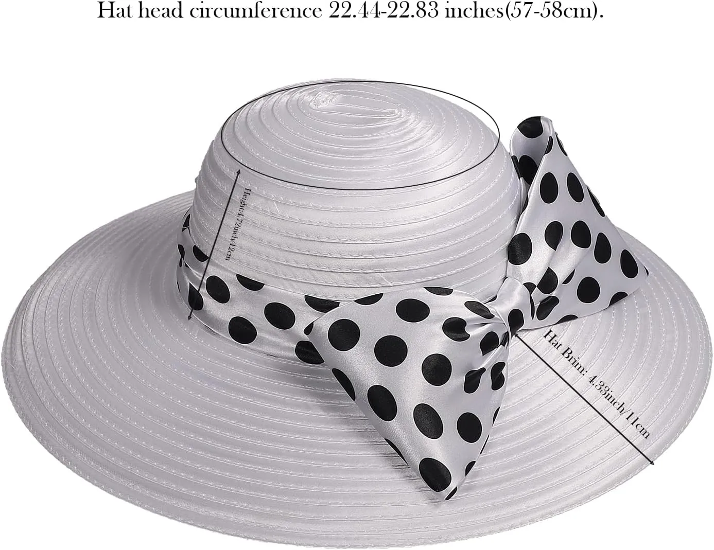 F FADVES Women's Dress Hats Wide Brimmed Hat Big Bowknot Church Hats for Women Fedora Fashionable Beach Bowler Cap