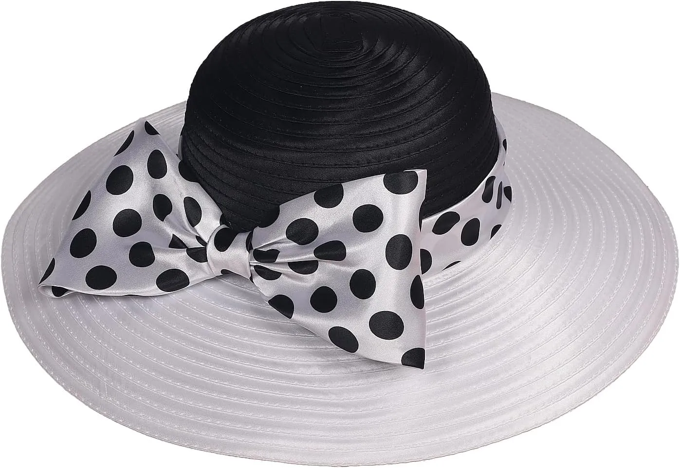 F FADVES Women's Dress Hats Wide Brimmed Hat Big Bowknot Church Hats for Women Fedora Fashionable Beach Bowler Cap